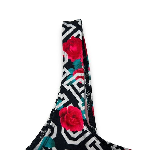 Victorias Secret Pink Ultimate Sport Bra M Logo Floral Print Light Support Black - Picture 3 of 10